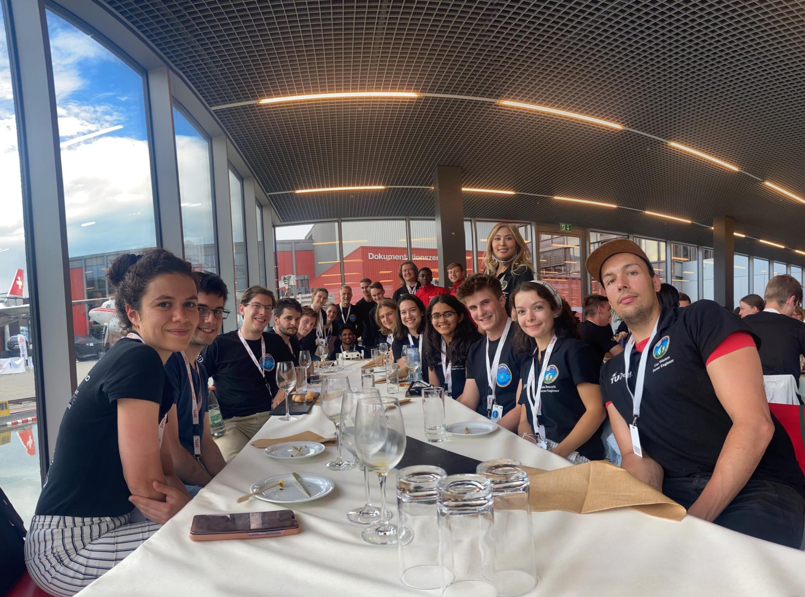 The Lunar Zebro IGLUNA team in Switzerland during the apéro after the opening ceremon